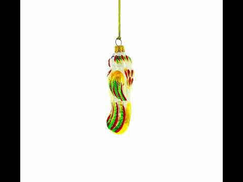 Rainbow-Tailed Parrot Glass Christmas Ornament