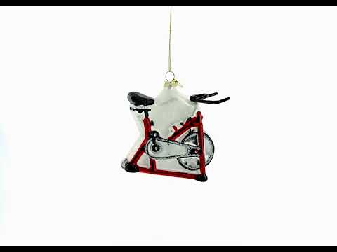 Red Stationary Exercise Bike Glass Christmas Ornament