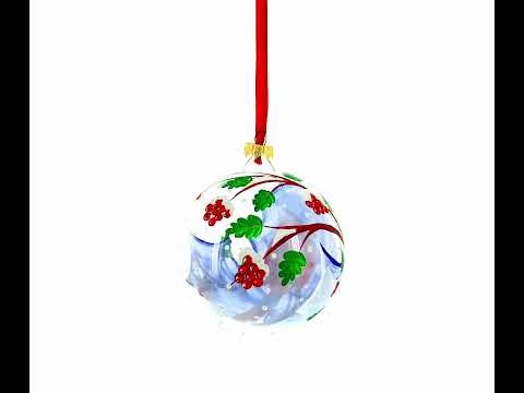 Cardinal Winter Scene Glass Ball Christmas Ornament  3.25 Inches