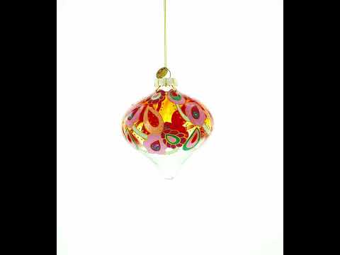 Adorno navideño de cristal con remate en forma de lágrima y diseño paisley