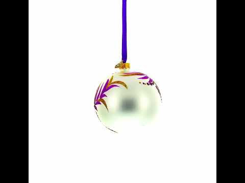 Adorno navideño con forma de bola de cristal floral azul y dorado