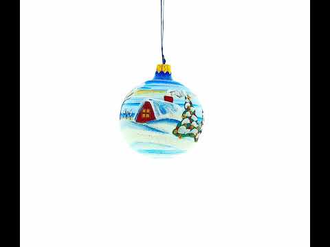 Santa with Bag of Gifts Glass Ball Christmas Ornament 3.25 Inches