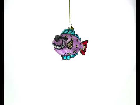 Cool Fish Wearing Sunglasses Glass Christmas Ornament