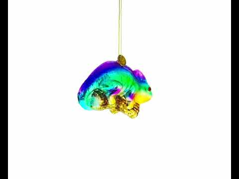 Rainbow Chameleon Glass Christmas Ornament