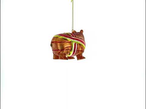 Hippo Glass Christmas Ornament