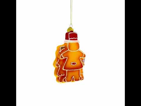 Gingerbread Family Glass Christmas Ornament