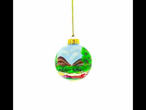 Weihnachtskugel aus Glas mit Affenmotiv unter dem Regenbogen, 10 cm (4 Zoll)