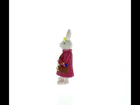Bunny Figure with Pastel Basket and Sweater Detail 5.8 Inches Tall