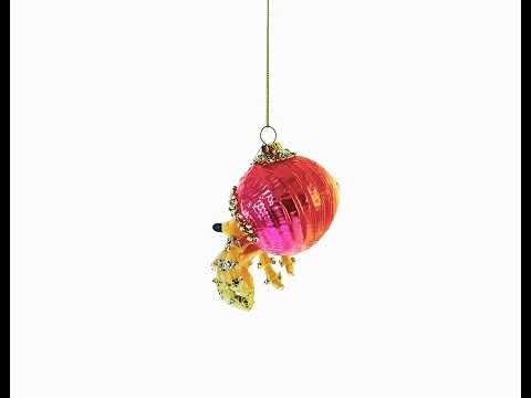 Orange Crab Glass Christmas Ornament