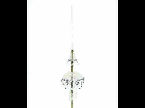 Jewel Drops on White Chandelier Clear Glass Christmas Tree Topper 11 Inches