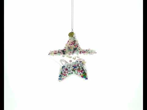Sugar Star with Shakable Sprinkles Blown Glass Christmas Ornament