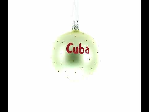Adorno navideño de bola de cristal con la bandera de Cuba, 10 cm (fabricado en Ucrania)