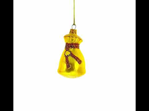 Adorno navideño de cristal con bolsa de dinero dorada y símbolo de dólar verde