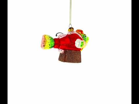 Fish in Hat Gone Fishing Glass Christmas Ornament