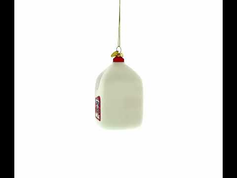 Farm Fresh Milk Jug Blown Glass Christmas Ornament