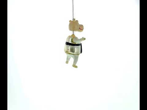 Karate-Nilpferd-Weihnachtsbaumschmuck aus Glas