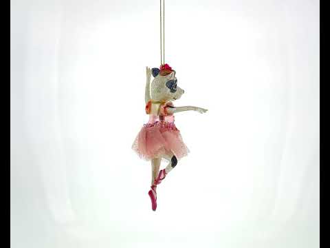 Ballerina Cow in Tutu Dancing Glass Christmas Ornament