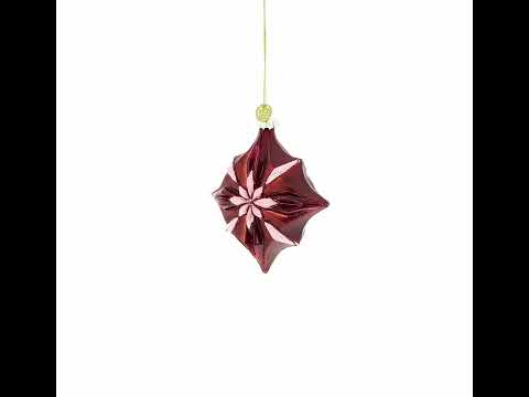 Red Starburst with Beaded Hanger Accent Glass Christmas Ornament