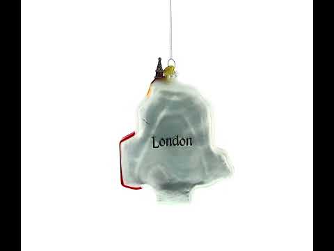 London Landmarks with Big Ben and Taxi Glass Christmas Ornament
