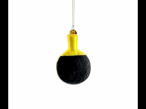 Adorno navideño de cristal con forma de paleta de ping-pong