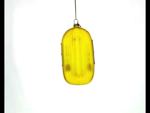 Yellow Rubber Boat Glass Christmas Ornament