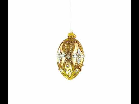 Diamantstern auf Champagnerglas-Ei-Ornament, 10 cm