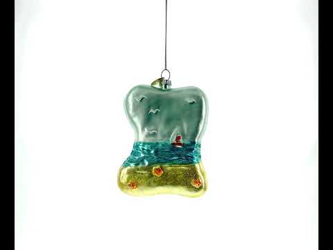 Tropical Paradise Sunny Beach Escape Glass Christmas Ornament