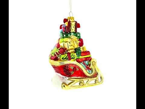 Sleigh Full of Gifts Glass Christmas Ornament