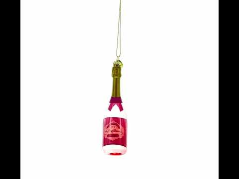 Adorno navideño de copa de vino rosado espumoso