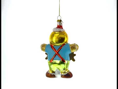 Jolly Gingerbread Man Glass Christmas Ornament