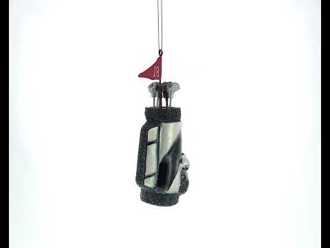 Golf Bag with Clubs Glass Christmas Ornament