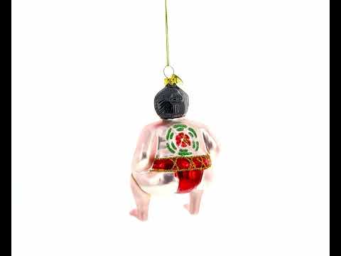 Sumo Wrestler Glass Christmas Ornament