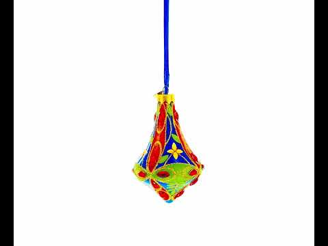 Kaleidoscope Bell Shape Finial Glass Christmas Ornament