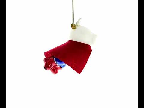 Super Dog Hero Glass Christmas Ornament