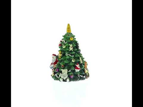 Santa Christmas Tree Musical Figurine with Spinning Motion with Star Topper