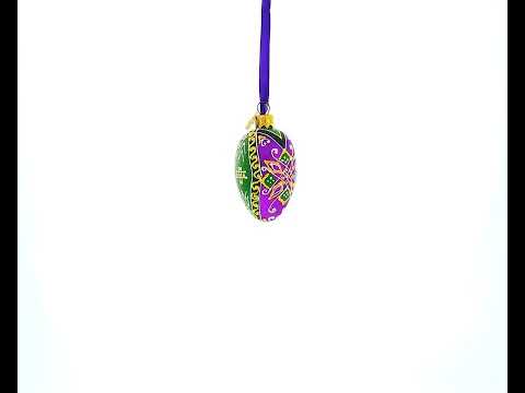 Ukrainisches lila Pysanka Mini-Glasei-Ornament 7,4 cm
