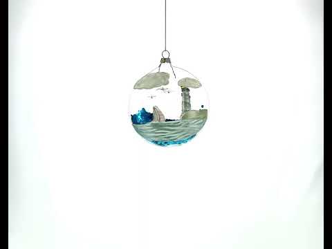 Lighthouse in Glass Dome Glass Christmas Ornament