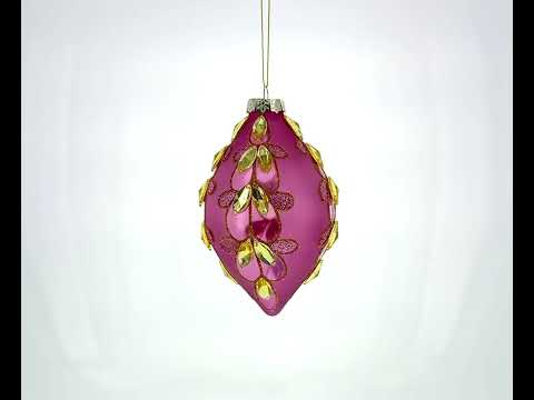 Radiant Pink Jeweled Glass Rhombus Finial Glass Christmas Ornament