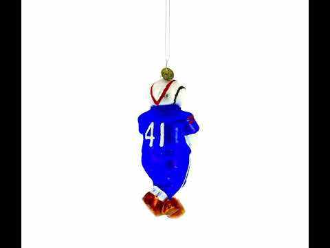Snowman Football Player Glass Christmas Ornament