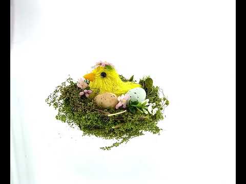 Nestled Chick Amidst Colorful Treasures Tabletop Figurine 3.3 Inches Tall