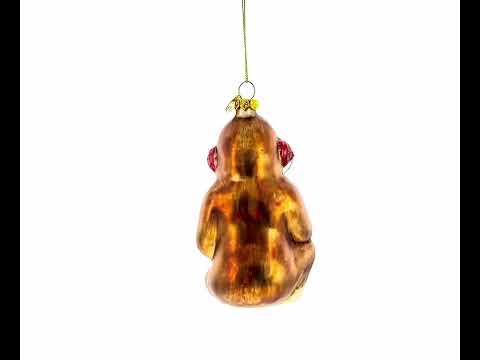 Monkey Video Gamer Glass Christmas Ornament