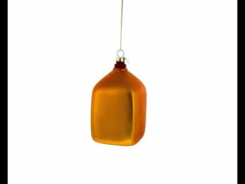 100% Pure Orange Juice Jug Large Blown Glass Christmas Ornament