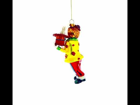 Whimsical Magician Clown Rabbit in a Hat Trick Glass Christmas Ornament