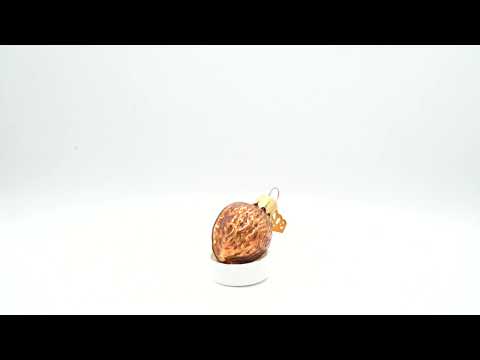 Realistic Walnut with Textured Shell Glass Christmas Ornament