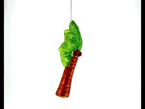 Adorno navideño de vidrio soplado con forma de cocotero tropical