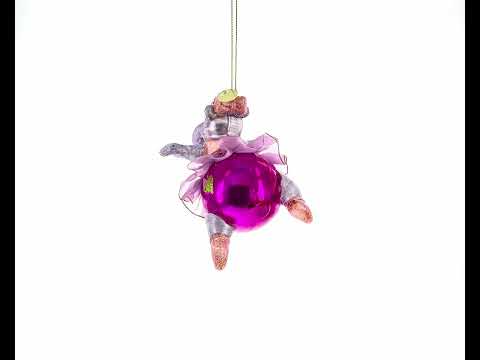 Adorno navideño de cristal con forma de hipopótamo y bailarina