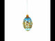 Blue and Gold Embossed Floral Glass Egg Ornament 4 Inches