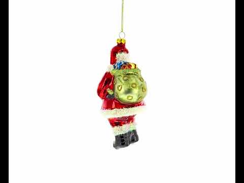 Klassischer Weihnachtsmann mit Zuckerstange als Glas-Weihnachtsornament