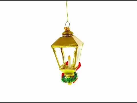 Golden Lantern Glass Christmas Ornament