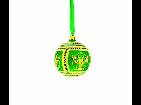 1912 Napoleonic Royal Green Glass Ball Christmas Ornament 3.25 Inches